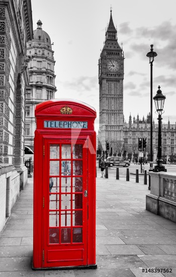Bild på London Telephone Booth and Big Ben